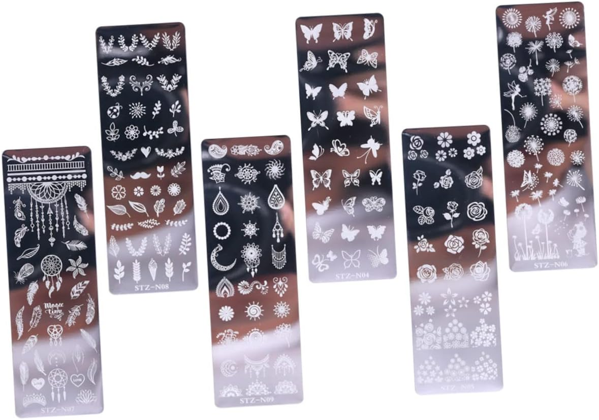 Baluue Nail Stamping Plates 6 Pieces Floral Butterfly Templates Manicure Stamping Plates Print image number 4
