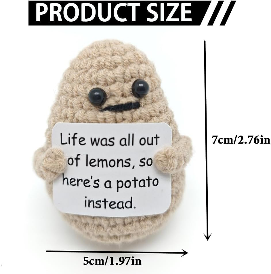 Mini Funny Positive Potato Crochet Doll - 3 Inch Cute Knitted Emotional Support Gift,Crochet Doll for Cheer Up, Birthday, Best Friend, Women & Mom (Potato) - Potato image number 5