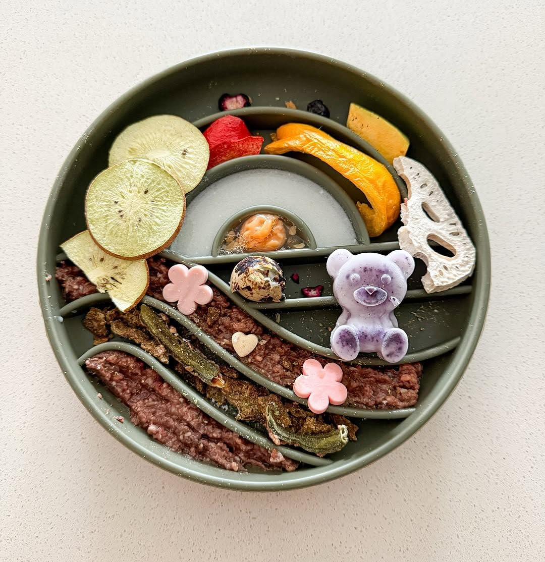 OHMO Anti-Sling Dog Bowl (Sunrise), Anti-Slinging Bowl Dogs for Cats Puppies, Healthy Eating, Stops Bloating, Non-Slip, Environmentally Friendly Silicone image number 1