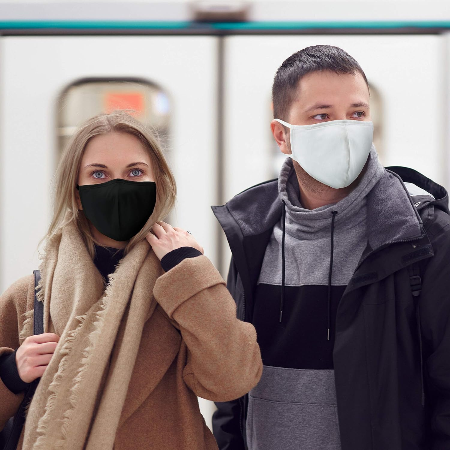 Weddingstar Washable Cloth Face Mask Reusable and Adjustable Protective Fabric Face Cover W/Dust Filter Pocket - Black image number 3