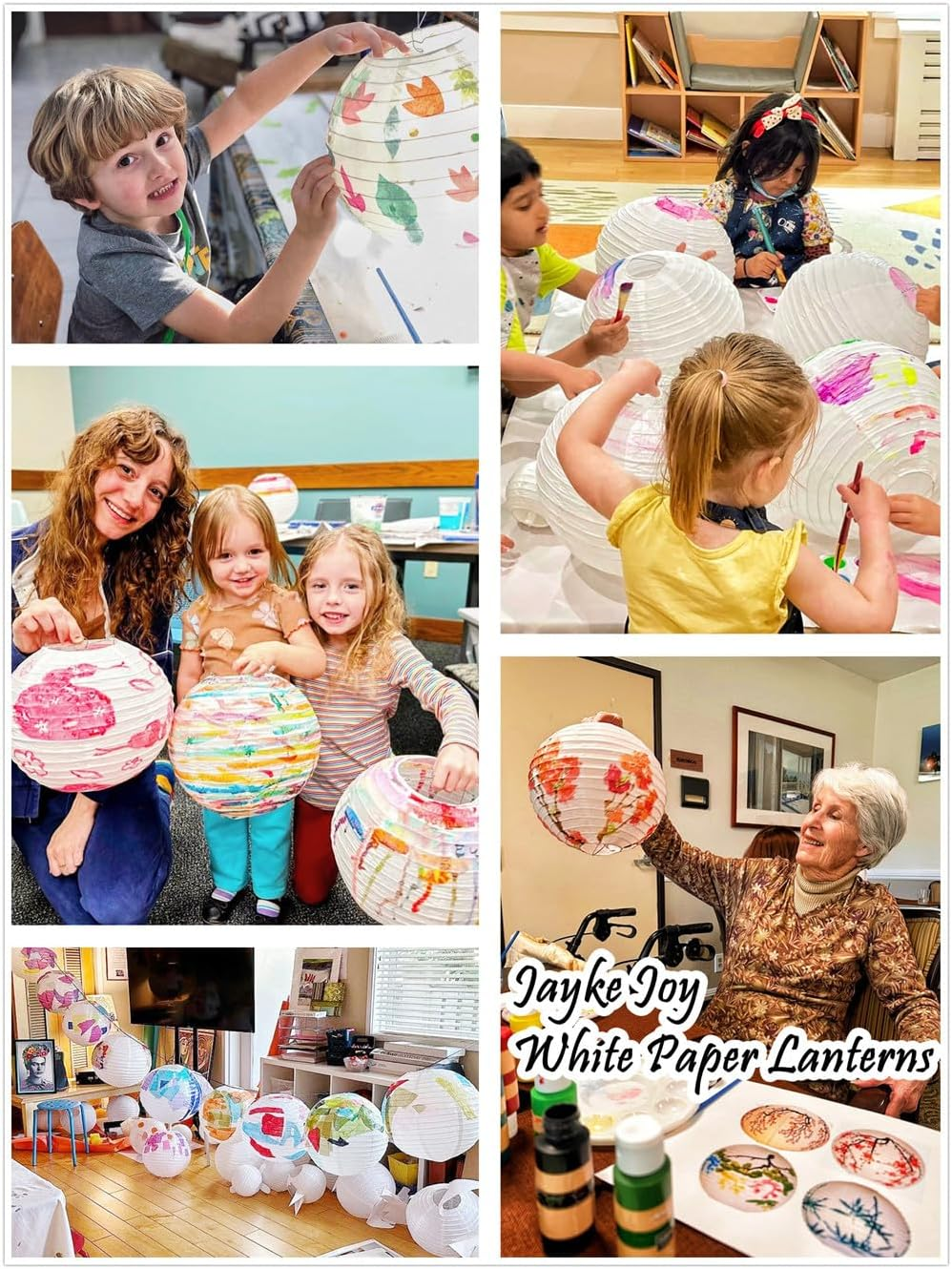 White Paper Lanterns for Party Decorations (8 Inch X 15Pcs) image number 5