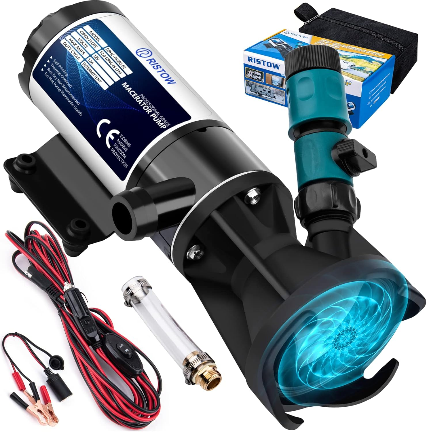 RV Macerator Pump 12V, 12GPM Waste Water Self-Priming Sewer with Garden Hose Discharge Port, Quick Release Sewage image number 3