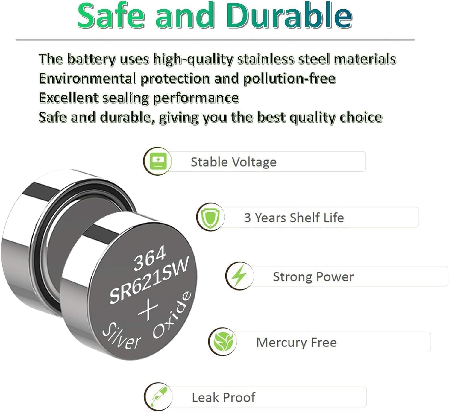 30PC AG1 Battery LR621 364 Watch Battery 1.55V 364 SR621SW LR621 621 LR60 CX60 1.5V Button Cell Watch Batteries for Watch Toys Remote (30) image number 5