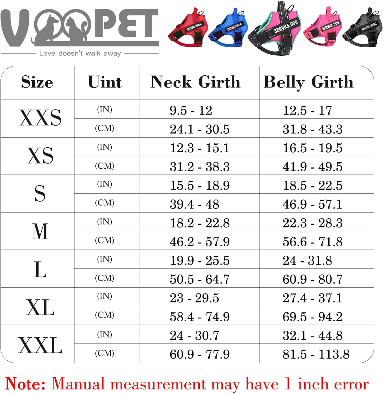 Voopet Service Dog Harness,Emotional Support Pet Vest Harness,Reflective Breathable and Adjustable No-Pull ESA Dog Harness for Small Medium Large Dogs (With 4 PCS Removeable Tags) X-Small (Pack of 1) image number 2