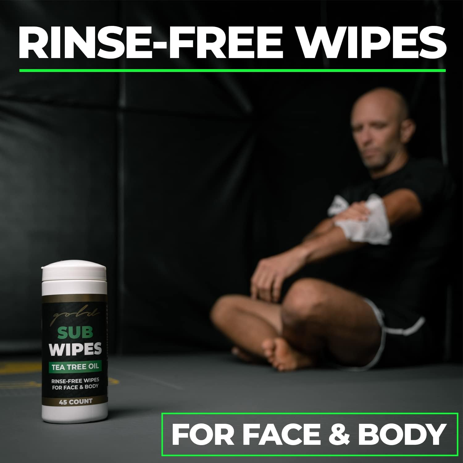 Gold BJJ Jiu Jitsu Wipes [XL 45 Count] Tea Tree Oil Face and Body Wipe - Cleansing Skin Defense for Martial Arts & Wrestling image number 2
