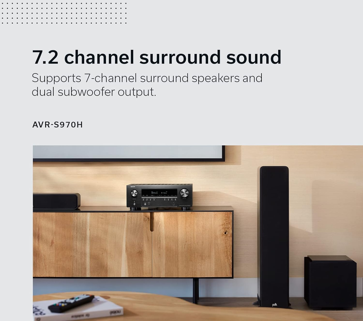 Denon AVR-S970H 8K AV Receiver | 7.2Ch Home Cinema Amplifier | Dolby Atmos | DTS:X | Dolby Surround Sound | and DTS Neural:X | Alexa Compatible | Bluetooth | Airplay 2 | HEOS Built-In Multiroom Audio image number 3
