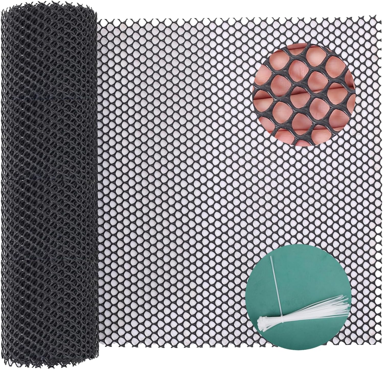 Plastic Wire Mesh Fence 40 X 300CM Roll - Ideal for Poultry, Dogs, Rabbit, Snake Barrier & Gardening - Durable Plastic Chicken Wire Mesh (Black)