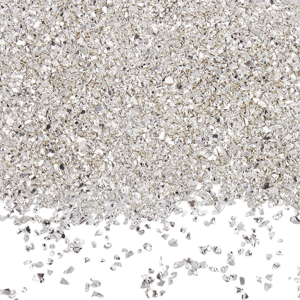 SUNNYCLUE 1 Box 5 Colors 150G Blue Broken Glass Small Crushed Crystals Bulk Irregular Glitter Metallic Stones Flakes Glass Chips for Resin Diy Art Vase Epoxy Supplies Crafts Nails Jewelry Making Women - Clear Ab image number 5