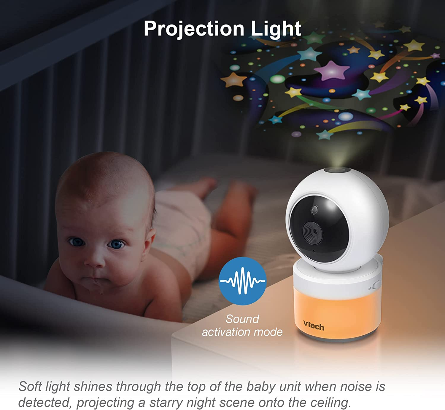 Vtech BM4700N 4.3" 2-Camera Full Colour Pan & Tilt Video Baby Monitor, White image number 6