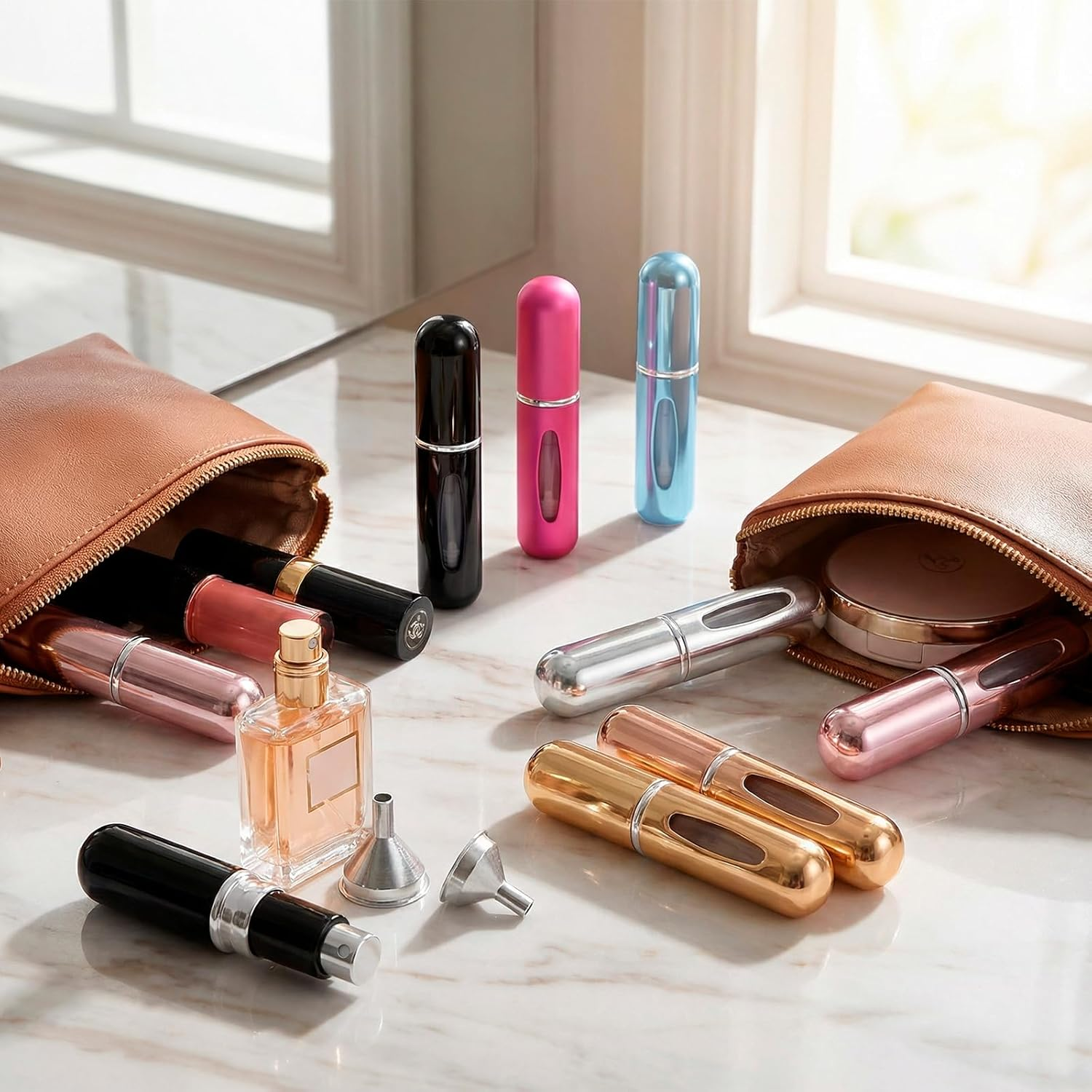 6Pcs Portable Perfume Travel Bottle, 5Ml Refillable Atomizer Set, Leak-Proof Mini Spray Bottles for Travel, Pocket & Purse, On-The-Go Fragrance Containers image number 3