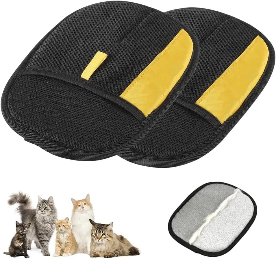 Electrostatic Pet Hair Removal Glove 2 Pack, Reusable Grooming Mitt for Cats and Dogs, Double-Sided Non-Slip Design, Multi-Surface Fur Catch Tool Compatible with Furniture, Carpets, Seats &mdash; Leralsta