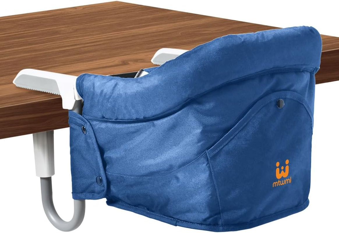 MTWML Portable High Chair for Table,Hook on High Chair That Attaches to Table,Space Saver Counter Clip on Chair for Baby,Easy Clean Baby Feeding Seat with Carry Bag for Travel(Stripe-Black)