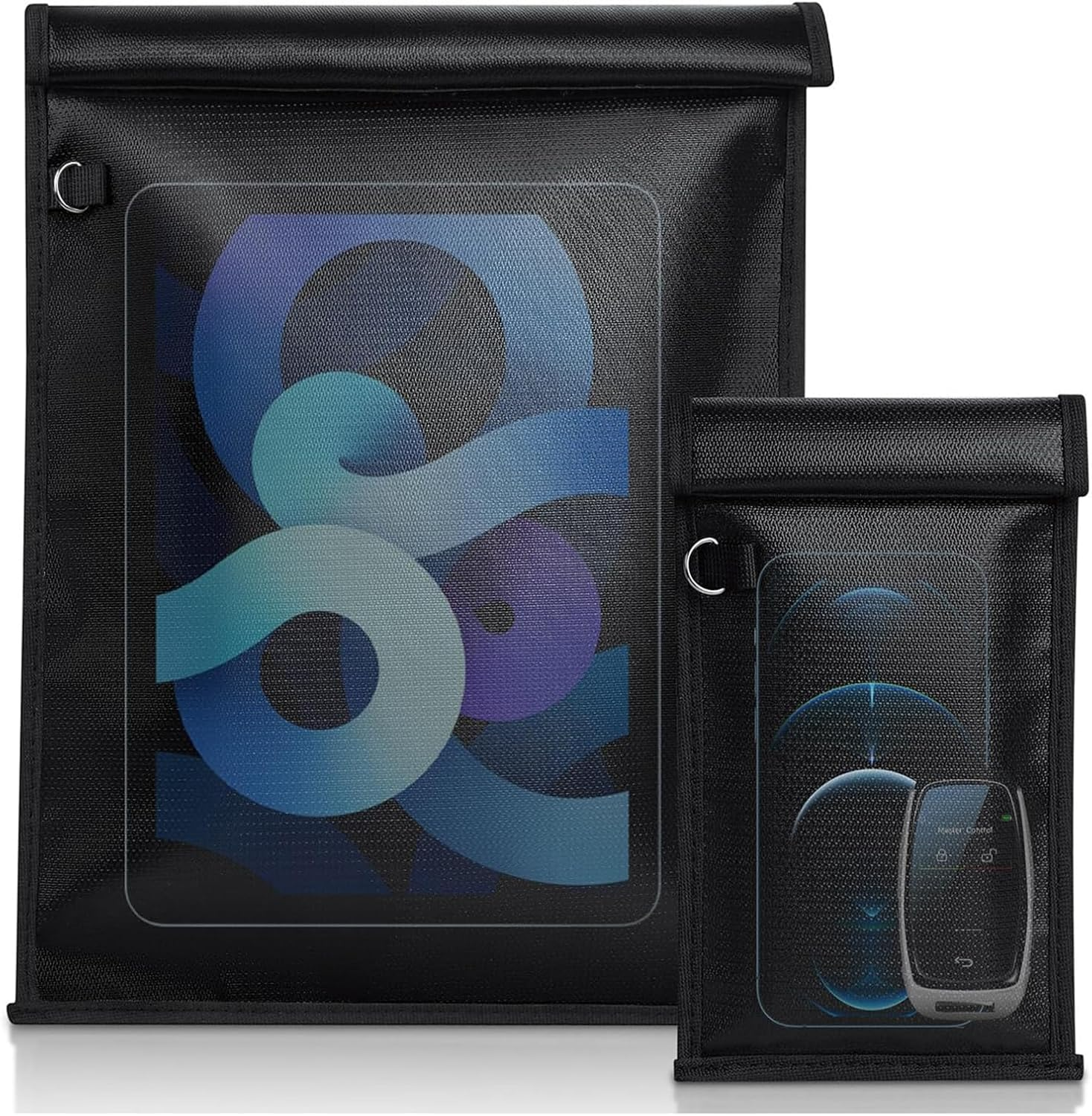 2 Pack Large Faraday Bags for Tablets Phones Car Keys,Faraday Key Fob Protector,Rfid Block Faraday Case Fireproof & Waterproof Anti-Theft Signal Blocking Pouch,Cell Phone Signal Jammer,Faraday Cage image number 1