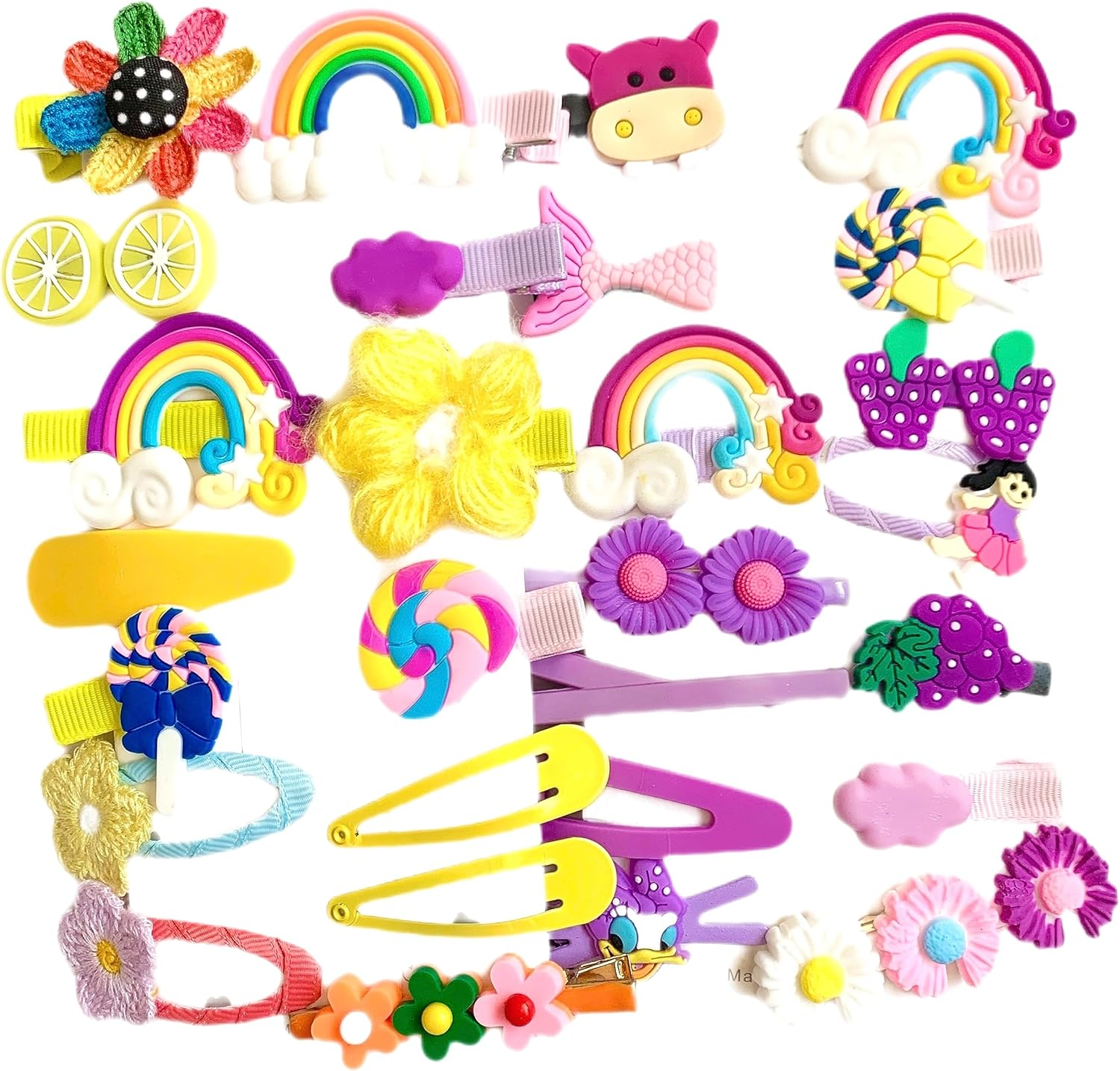 28PCS Baby Girls Hair Clips, Colourful & Cute Hair Accessories | Multicolour, Rainbow, Flowers, Animals, Candy, Fruit