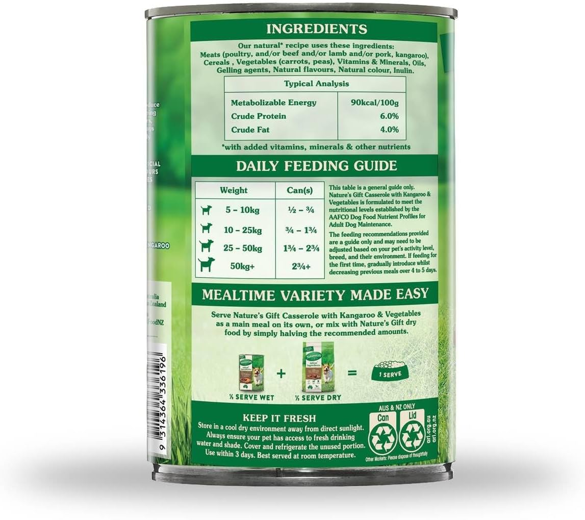 Nature'S Gift Casserole Adult Kangaroo and Vegetables Wet Dog Food 700 G image number 4