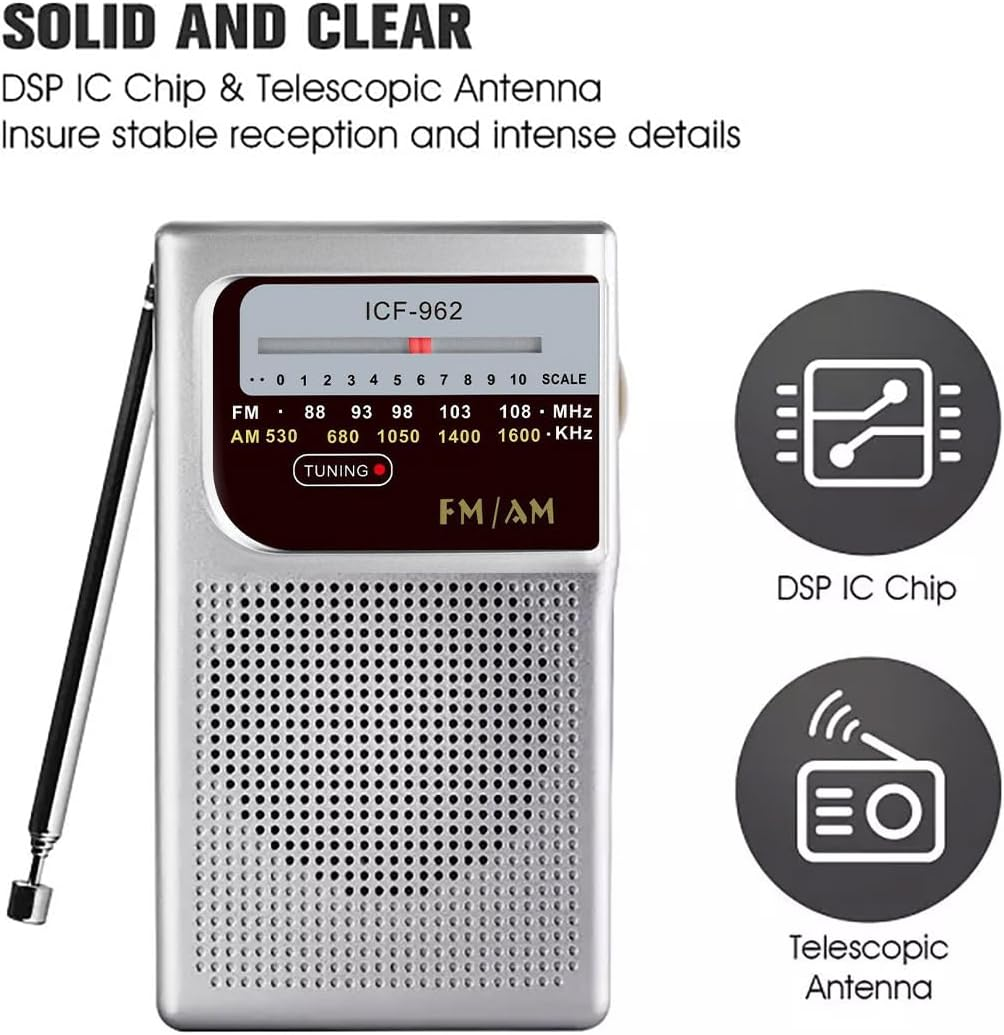 AIMALL Retro Portable AM/FM Radio - Vintage Two-Band Radio with 800 Hours Battery Life, Clear Reception, and AUX Jack image number 3