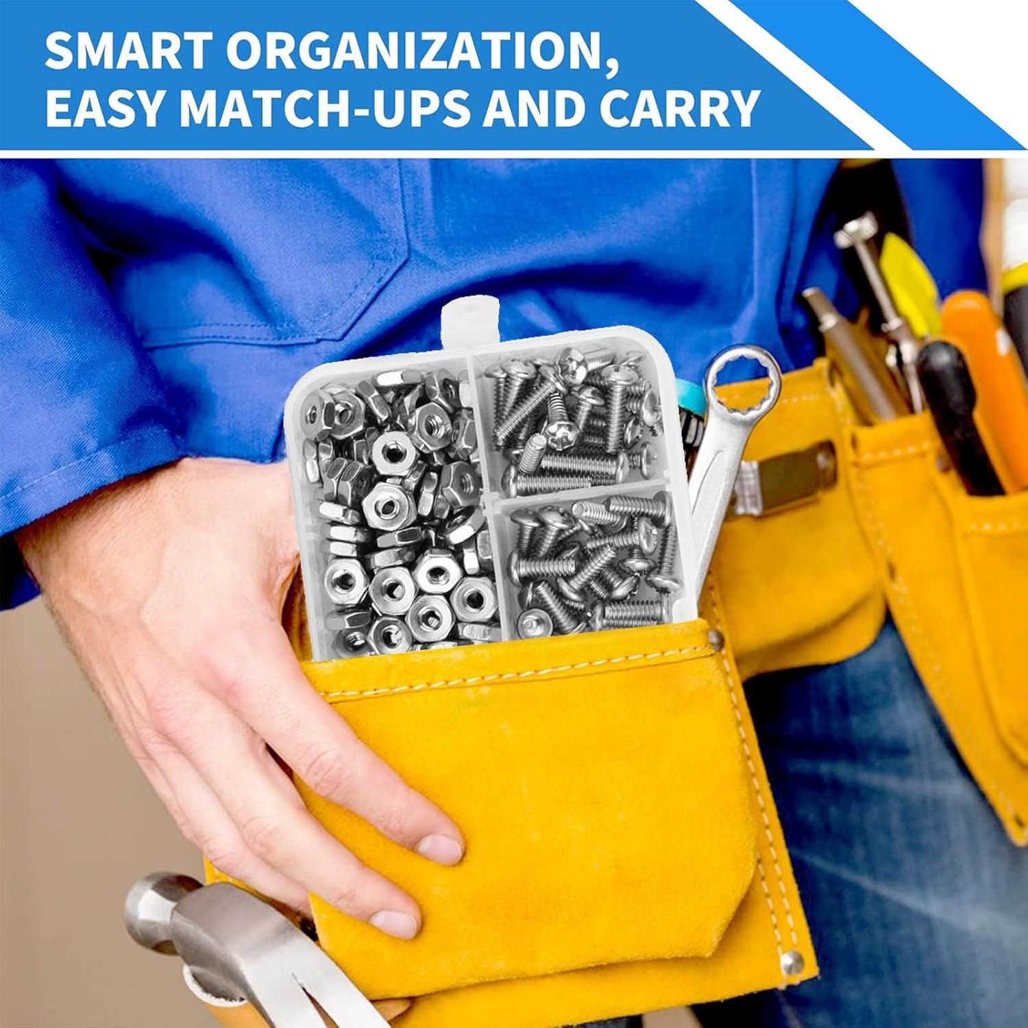 Zalizr 320 PCS M3 Screw Assortment Kit, Stainless Steel Phillips Pan Head Screws with Nuts & Washers, Machine Screws Hardware Set with Storage Box (6/8/12/16/20Mm)