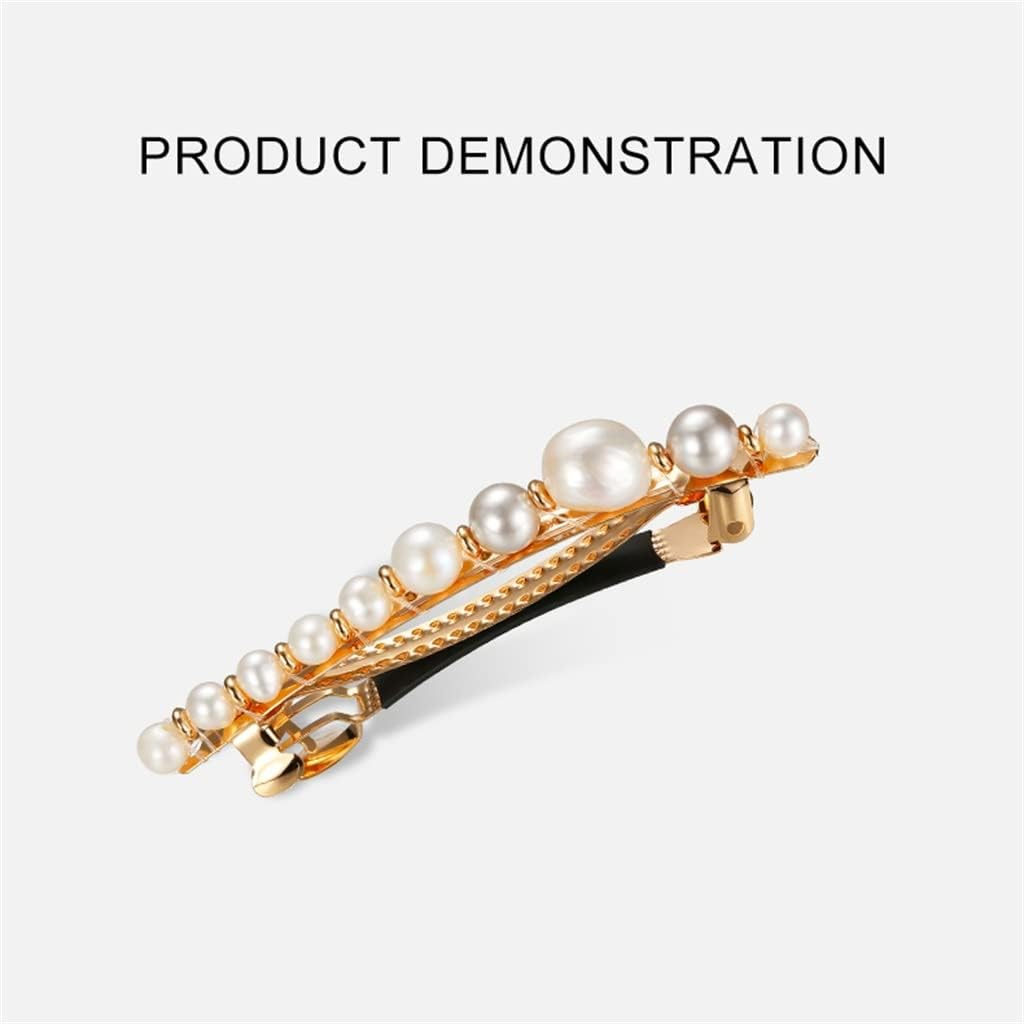 Crystal Hair Accessories,Clips Hairpins,Clip Plate,Pearl Praise Series Hairpin Baroque Back Head Press Clip One-Word Hairpin Women'S Plate Hairpin Headwear (Color : A, Size : 8.1 * 1.1Cm) image number 1