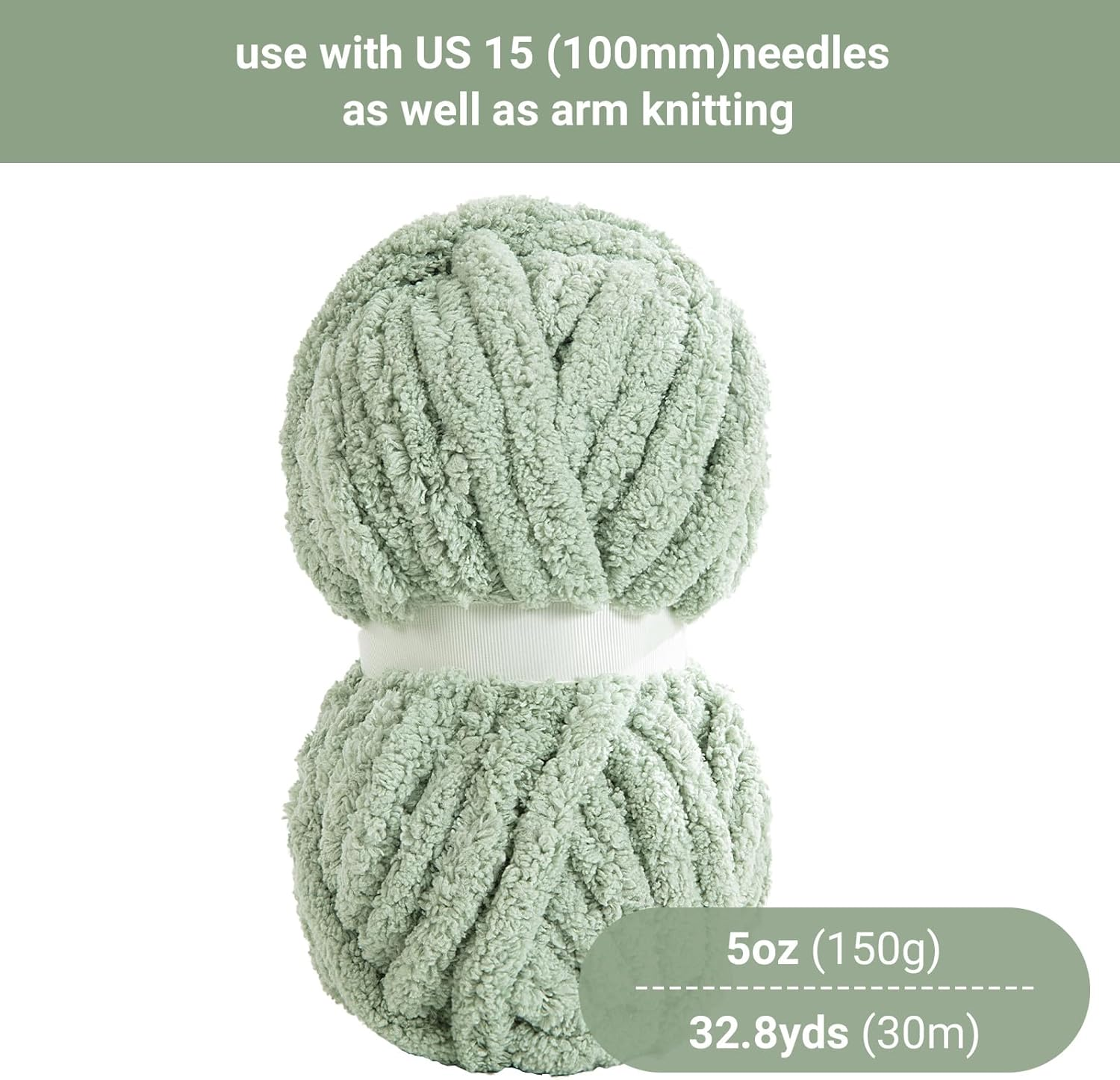 HOMBYS Sage Green Chunky Chenille Yarn for Hand Knitting,Fluffy Soft Jumbo Yarn Crocheting,Super Bulky Big Yarn for Chunky Blanket,Large Thick Arm Knitting Yarn,8 Pack Plush Yarn - 4 Cream+4 Pink image number 7