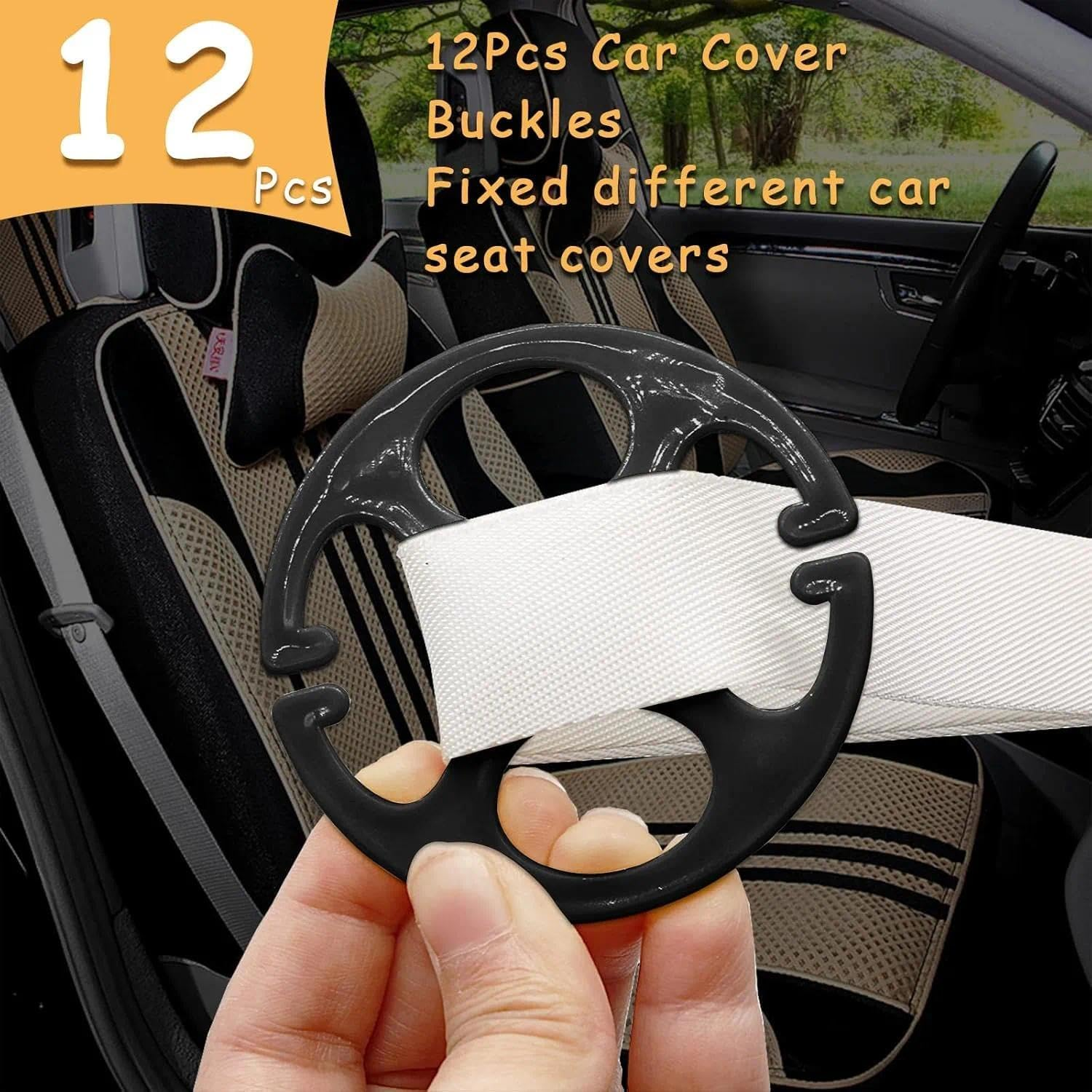 Car Seat Cover Hooks and Metal Fasteners, 12Pcs Universal Automotive Seat Cover Accessories Replacement Parts with Plastic Chucks for Installation and Removal - Auroly image number 4