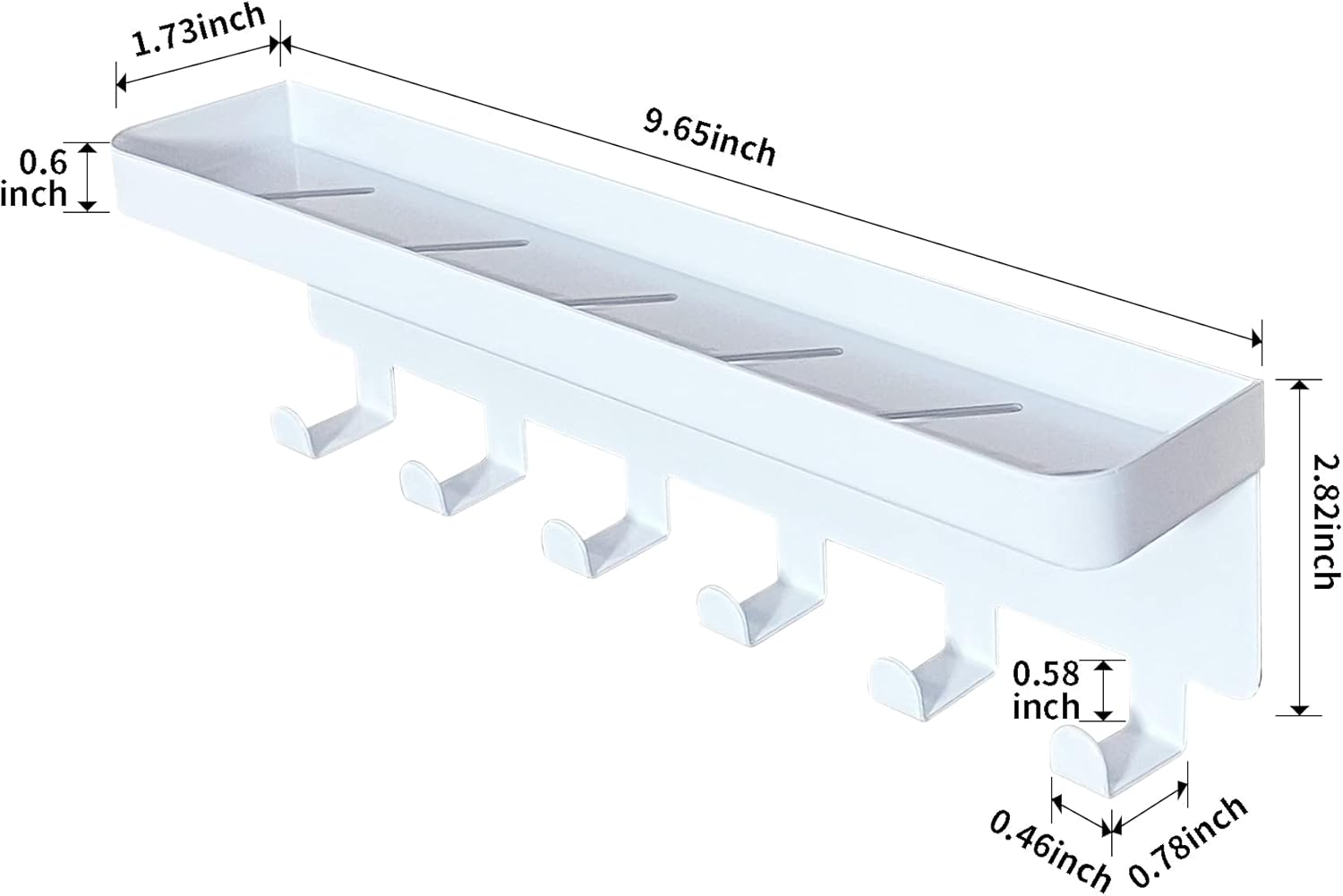 GTK Key Holder for Wall, Key Hooks with Tray and 6 Hooks, Wall Mounted Key Holder for Hallway, Key Rack with Shelf for Mail Storage (White) image number 2