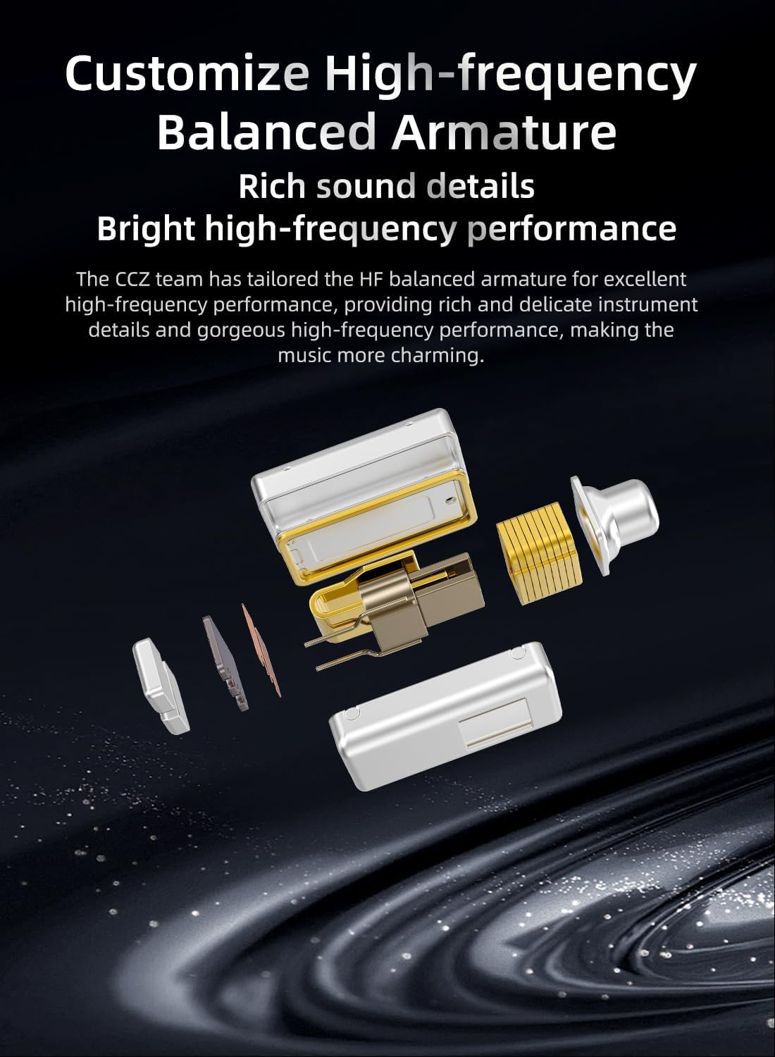 EZ EAR In-Ear Monitor CCZ BC04 Hifi Earphones DD & BA Dynamic Drivers Rich Details Cable Earphones IEM Deep Bass with 2 Pin Removable Cable for Phone PC Music Games (Black, No Microphone) - Silver image number 4