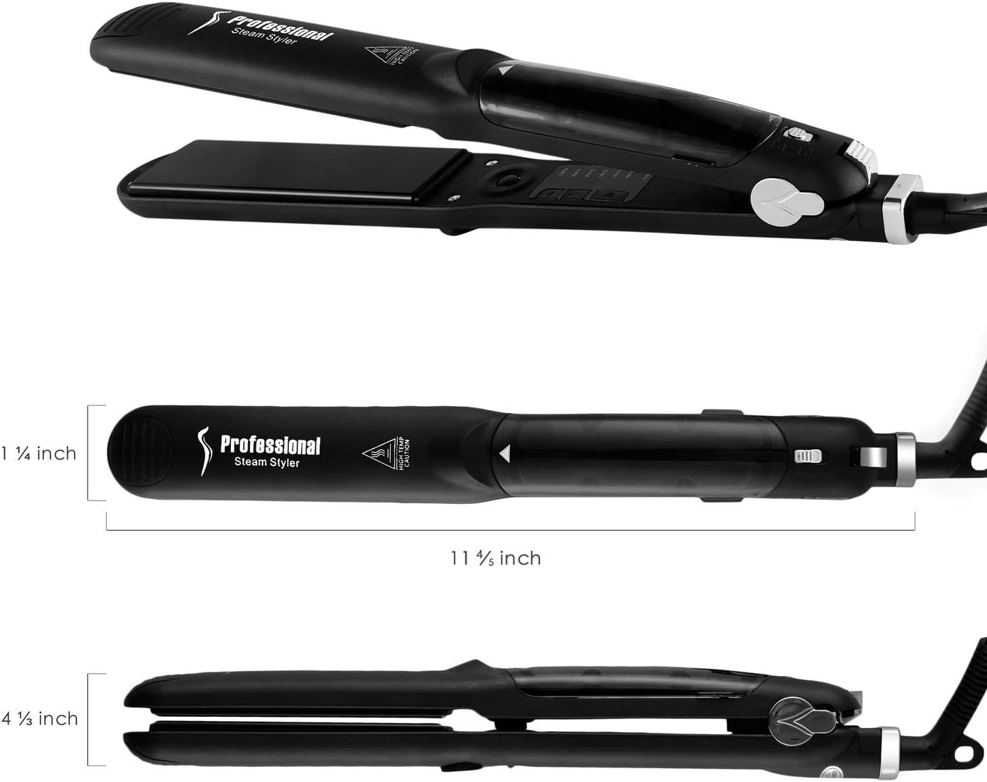 Ausale Steam Straighteners for Hair, Professional Salon Ceramic Tourmaline Vapor Flat Iron, Dual Voltage 2 in 1 Straightening Curling, LED Display with Adjustable Temp (AU Plug) image number 3