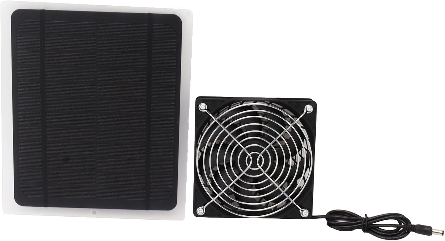 10W Weatherproof Solar Powered Fan Wall Mounted Solar Powered Exhaust Fan Kit, Solar Panel Powered Fan Kit for outside Small Chicken Coops Greenhouses Sheds Pet Houses image number 2