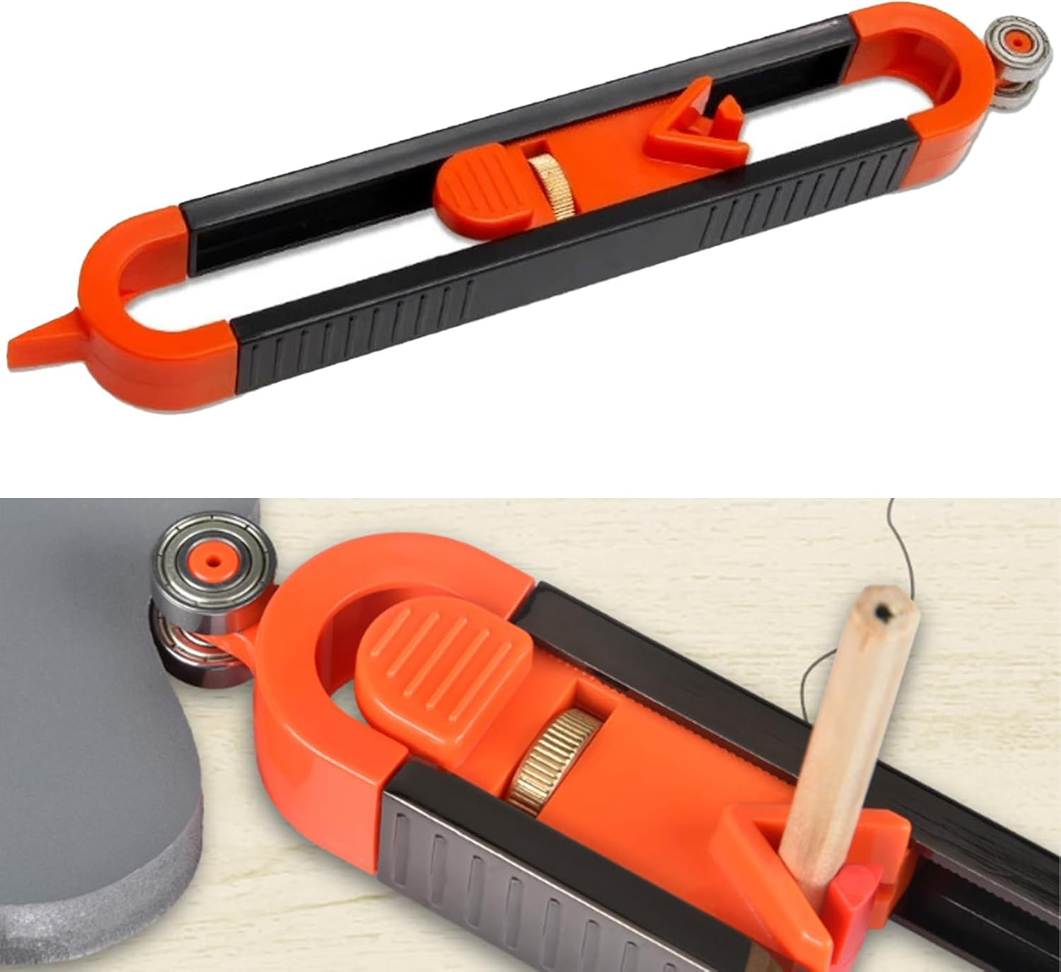 Precise Contour Gauge,Tileglassmeasuring,Ruler Gauge Shape Taker Gauge,Pencil Scribe Tool(Color:Black, Orange) image number 5