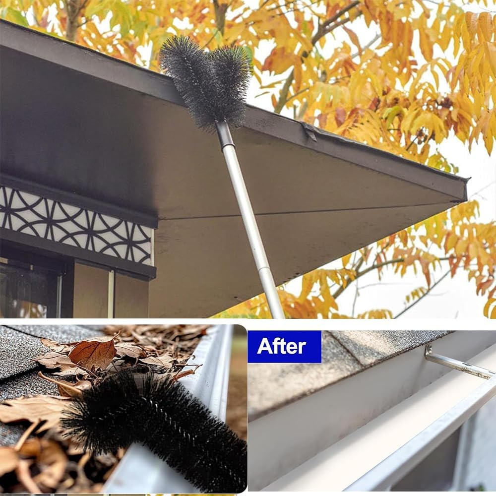 FUNNTY Gutter Cleaning Brush, 5.5 FT Gutter Cleaning Tools from the Ground with Telescopic Pole, Enduring Gutter Cleaning Tools, Easy to Clean Gutter Cleaning Brush for Cleaning Leaves Debris Window image number 4