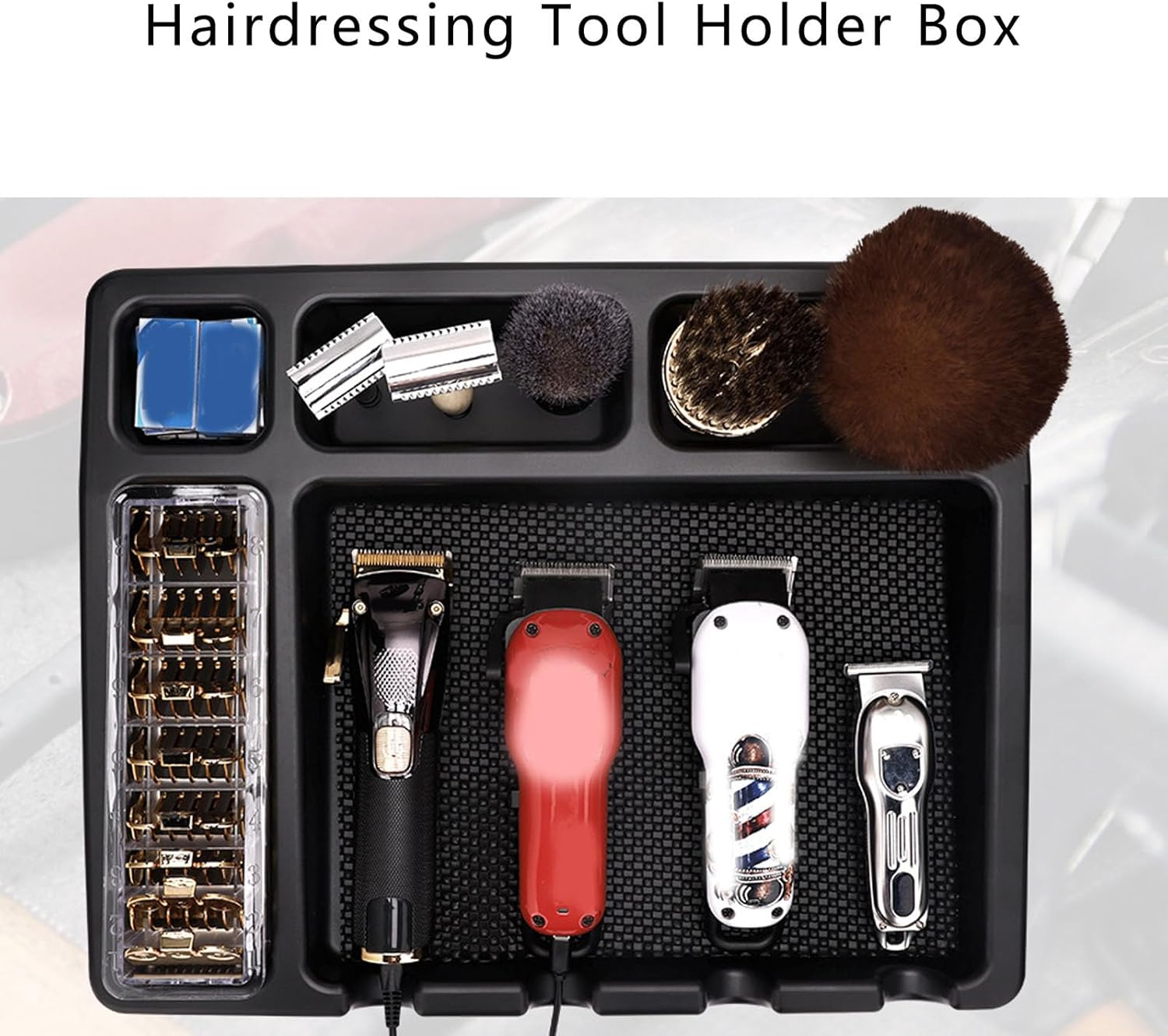 Fockety Hair Scissors Storage Rack Barber Scissors Storage Box with Non-Slip Mat, Hairdressing Combs, Clips, Scissors, Organiser, Hairdressing Scissors Container for Salon image number 6