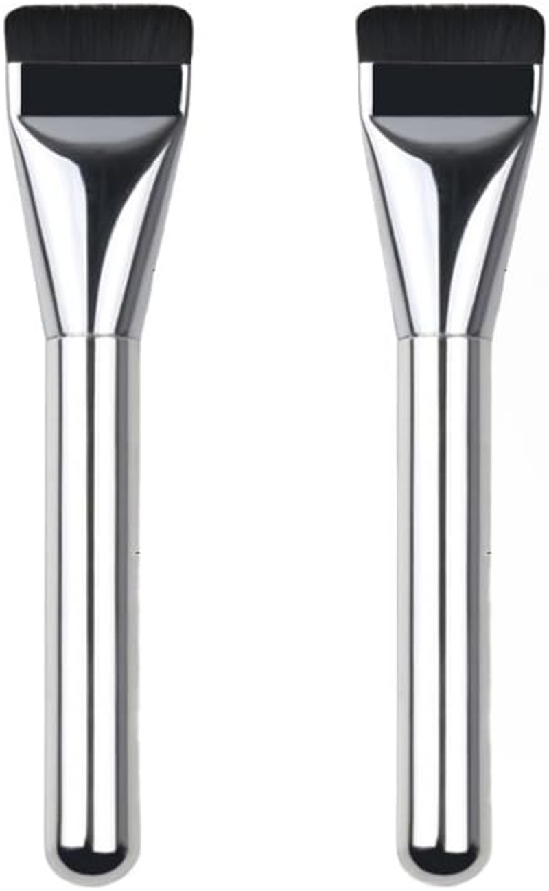 2Pcs Flat Foundation Brush for Liquid Makeup, Ultra Thin Flat Head Foundation Brush Soft Dense Flat Makeup Brush Beauty Brushes Ideal for Cosmetic Application and Face Makeup image number 4