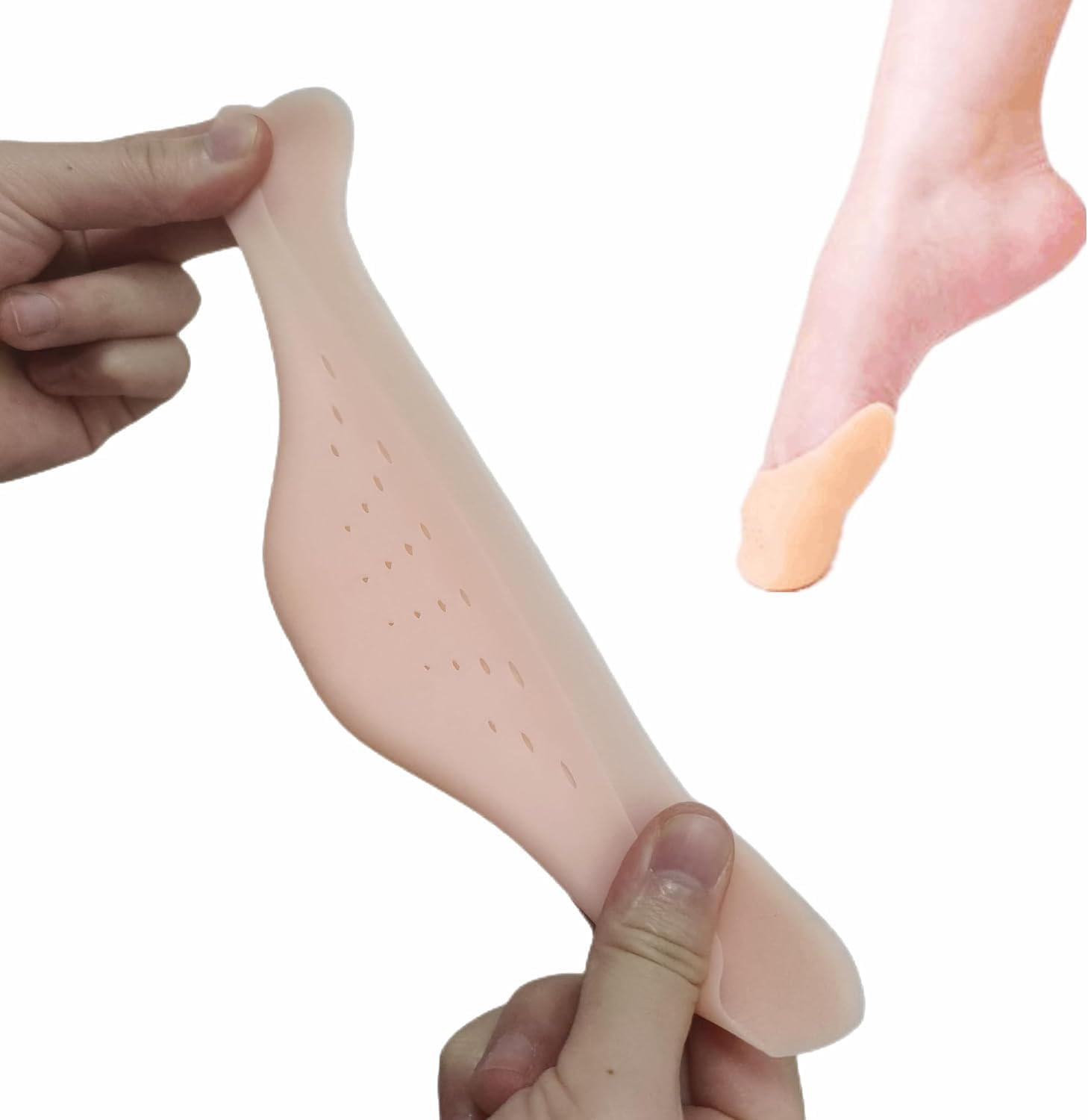 2 Pcs Ballet Dance Toe Pads Soft Silicone Gel Toe Covers High Heels Toe Caps for Women Toe Protector with Breathable Hole (Complexion, One Size) image number 3