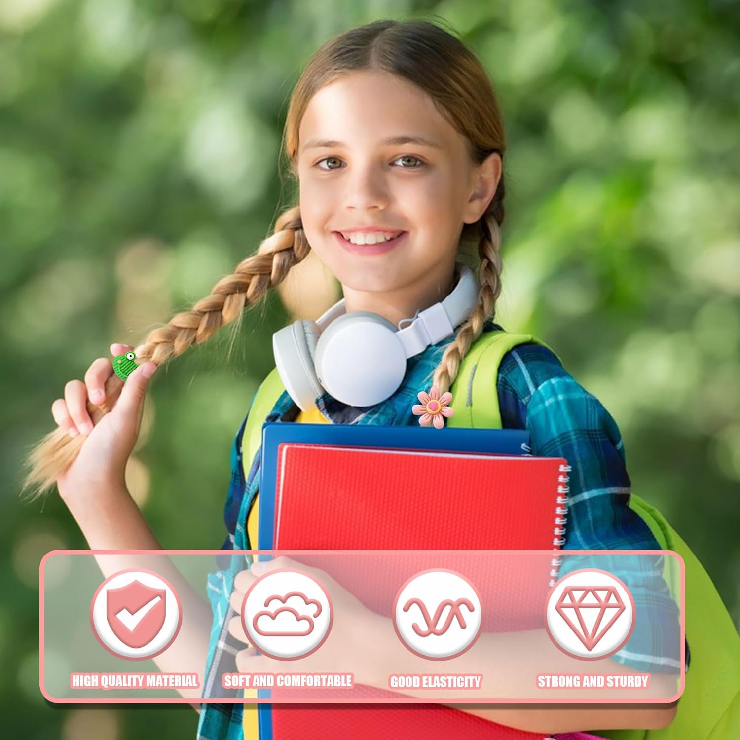 Baby Girls Hair Ties, 60 Pcs Cute Cartoon Elastic Hair Bands Ponytail Holders Animals Flower Multicolor Hair Bobbles Hair Accessories for Girls Infants Toddlers Kids Children (Multi-Colored B) image number 6