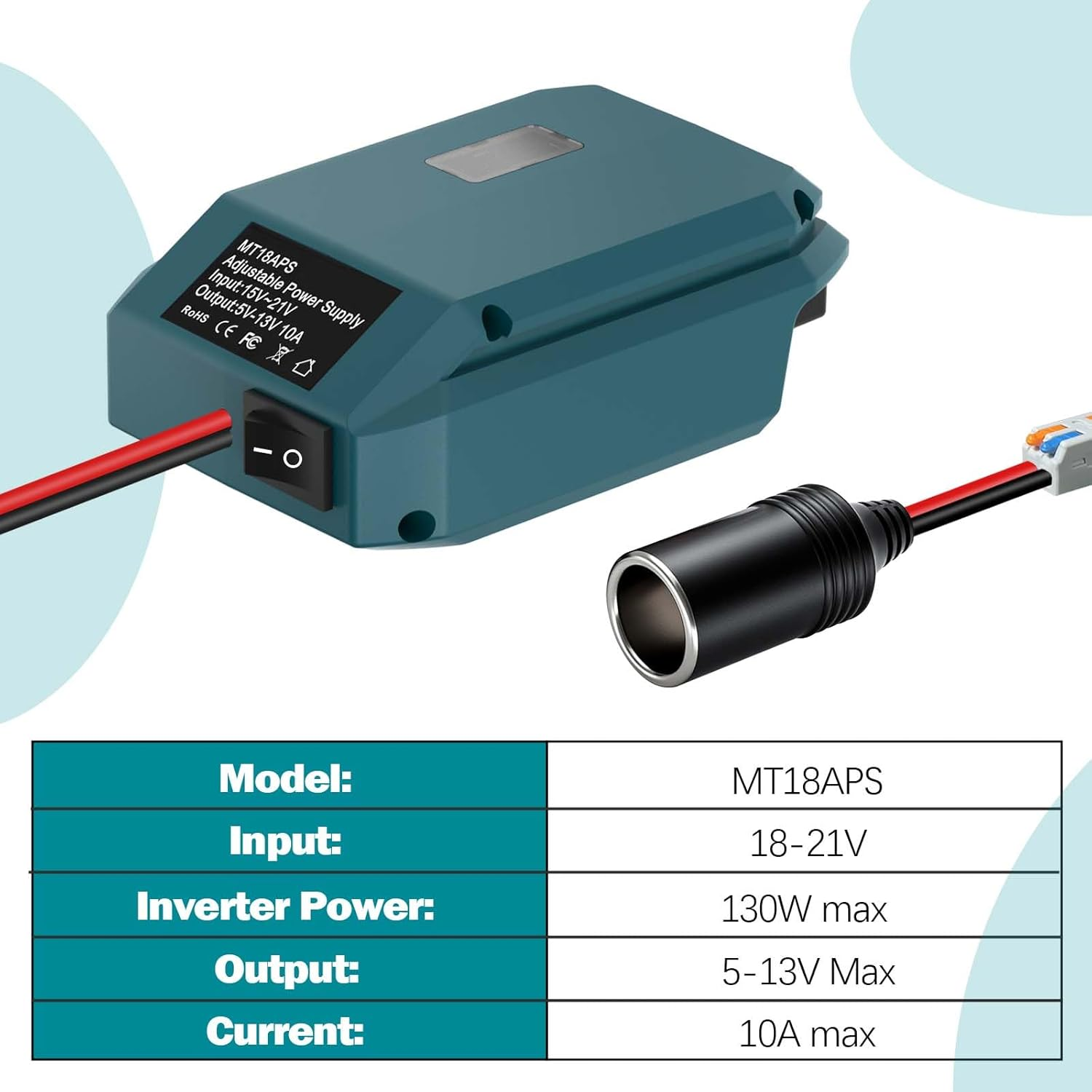 18V to 12V Step down Converter for Makita 18V, Power Wheel Adapter for Makita Voltage Reducer Transformer 130W Buck Converter Regulator for RC Car Truck Light & DIY image number 2