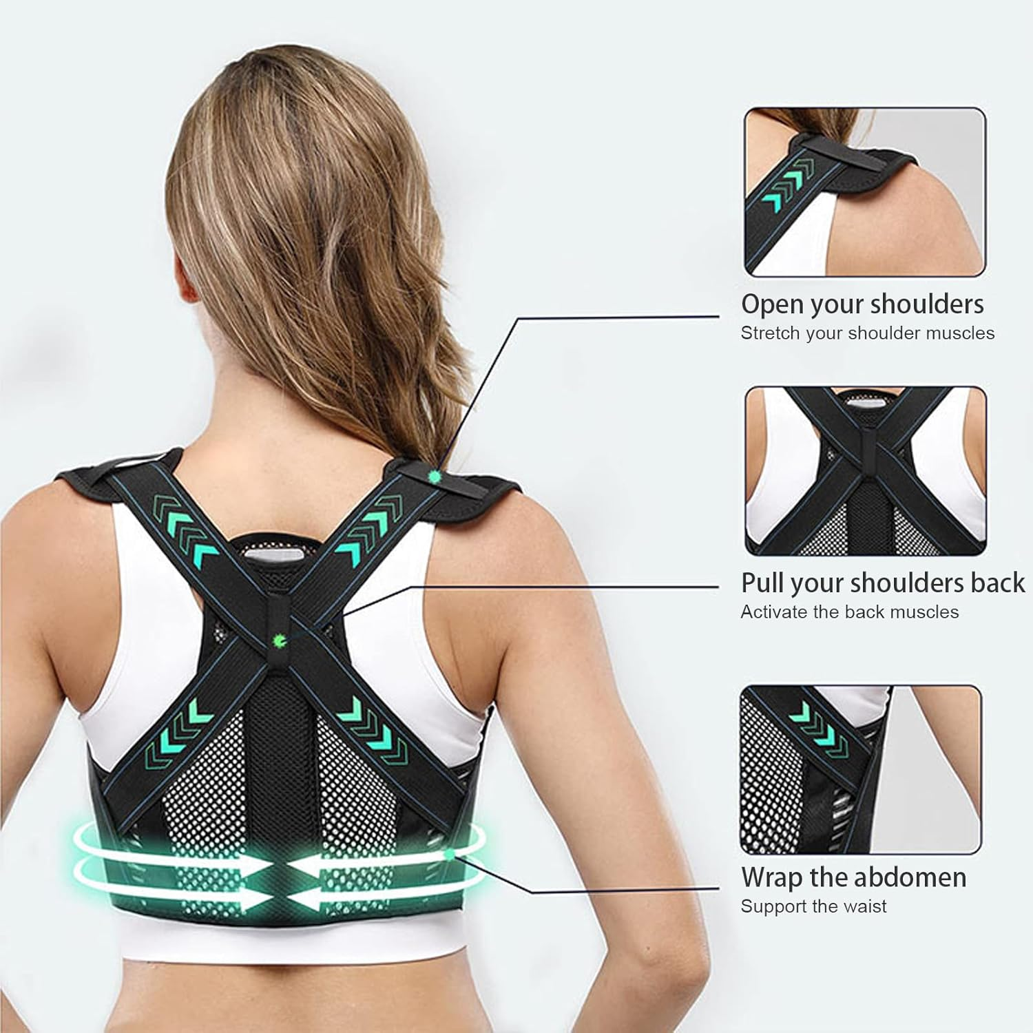 Back Brace Posture Corrector for Women and Men, Adjustable Scoliosis and Hunchback Correction, Breathable Back Straightener Posture Corrector, Improve Back Posture and Lumbar Support (L) image number 3