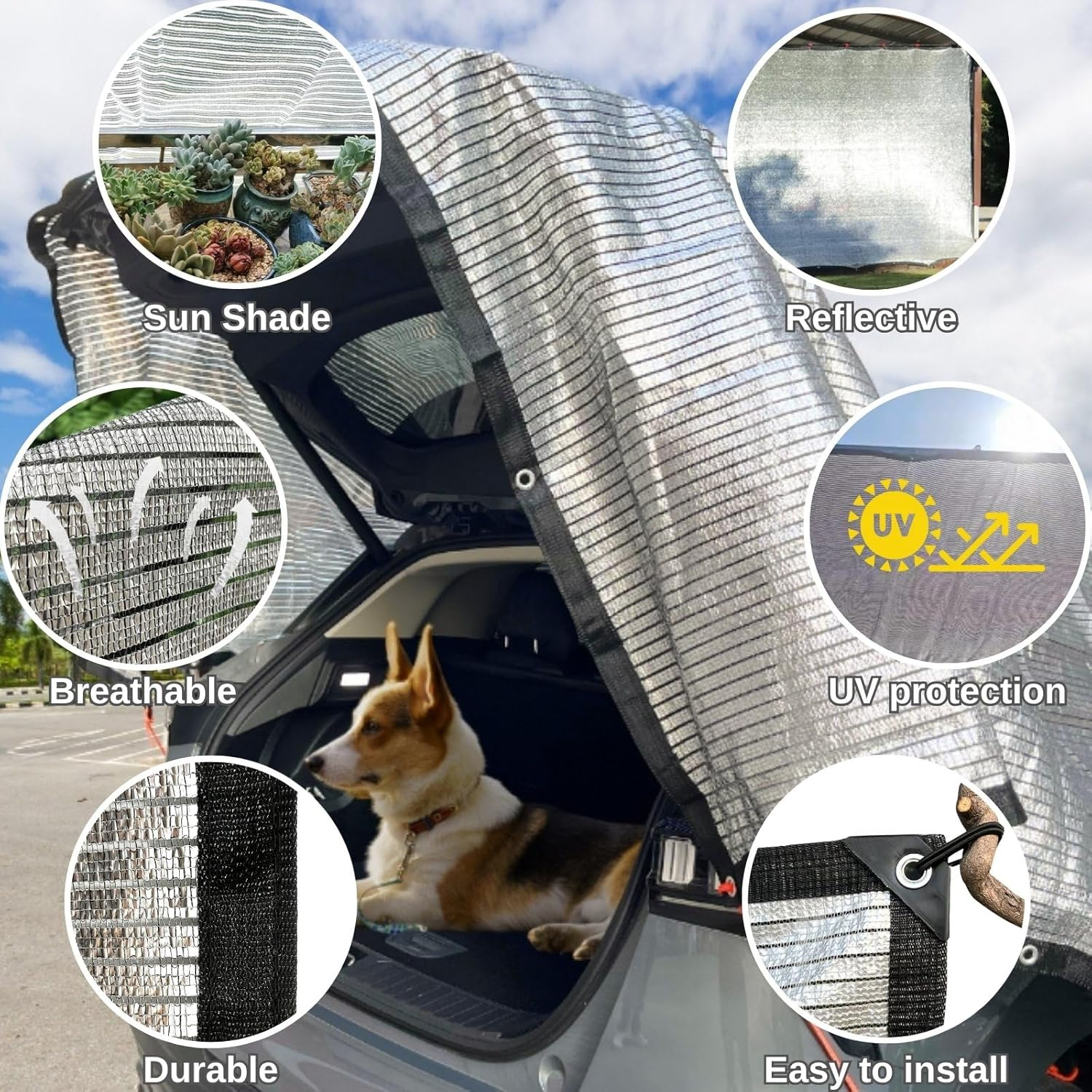 Begrit 75% Reflective Aluminet Sun Shade Cloth Mesh with Grommets Sunshade Garden Cover 3X6M image number 5