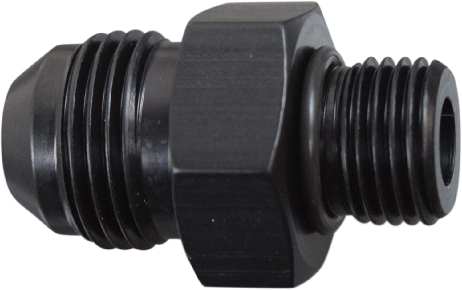 -8AN Flare to 6 Oring ORB Male Fuel Pump Rail Adapter Fitting Flare Hose F08AN060R Army Navy Plumbing Oil Straight Thread Regulator Port Fluid End Black Anodized image number 5