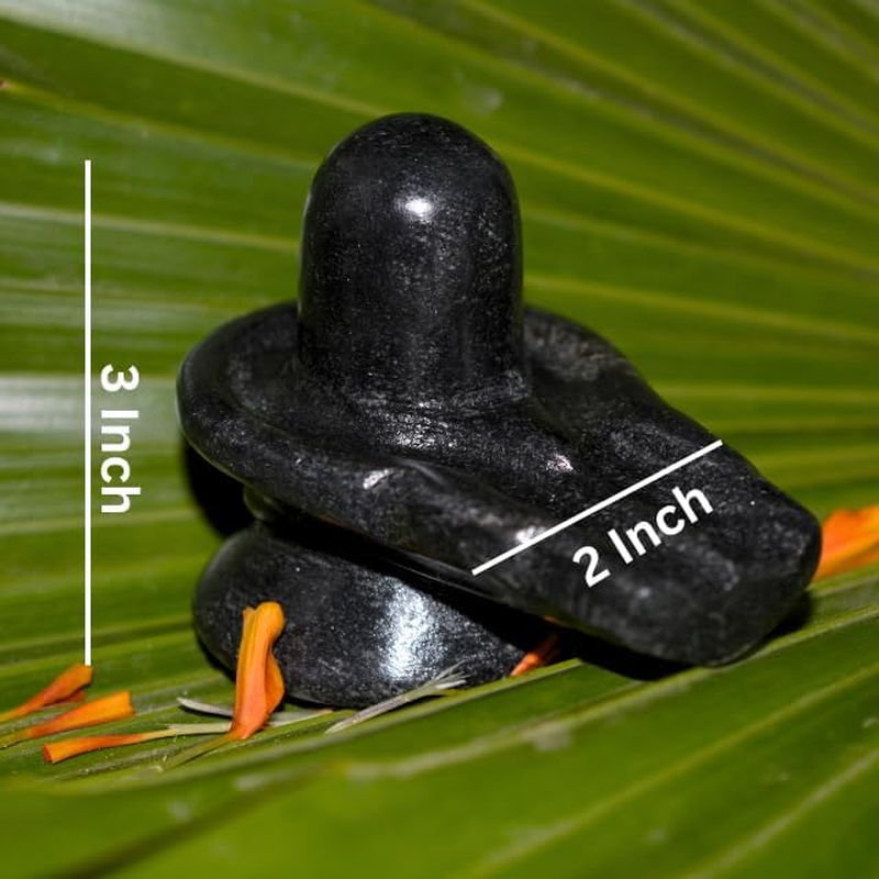 Black Marble Shivling,Shiva Lingam- 3" in Length.- Energized Beautifully Handcrafted Linga for Spiritual Powers Enormous Wealth and Prosperity Baneshwar Narmadeshwar Banalingam Shivling - I-8006 image number 1