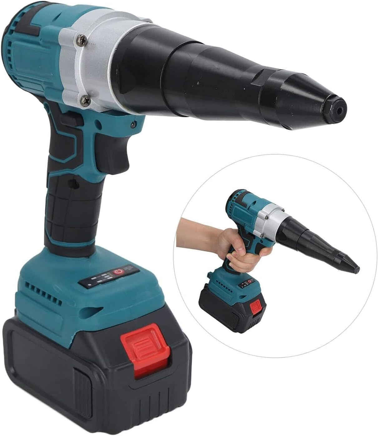 Tootoo Brushess Cordless Rivet Gun Automatic Pop Gun for Makita 18V Two Battery