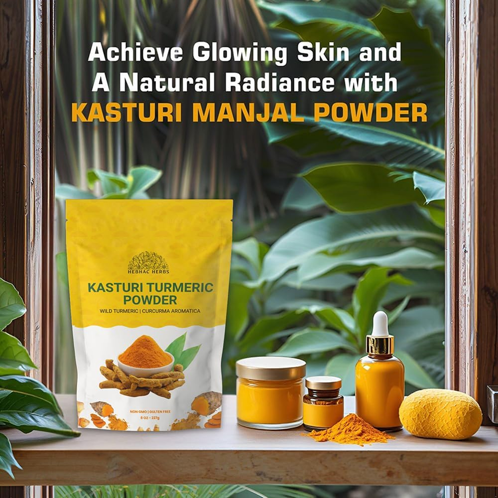 Kasthuri Manjal Powder for Skin and Face Care| Wild Turmeric Powder | Curcuma Aromatica | Helps in Glowing Skin Acne and Radiant Skin (277G) image number 5