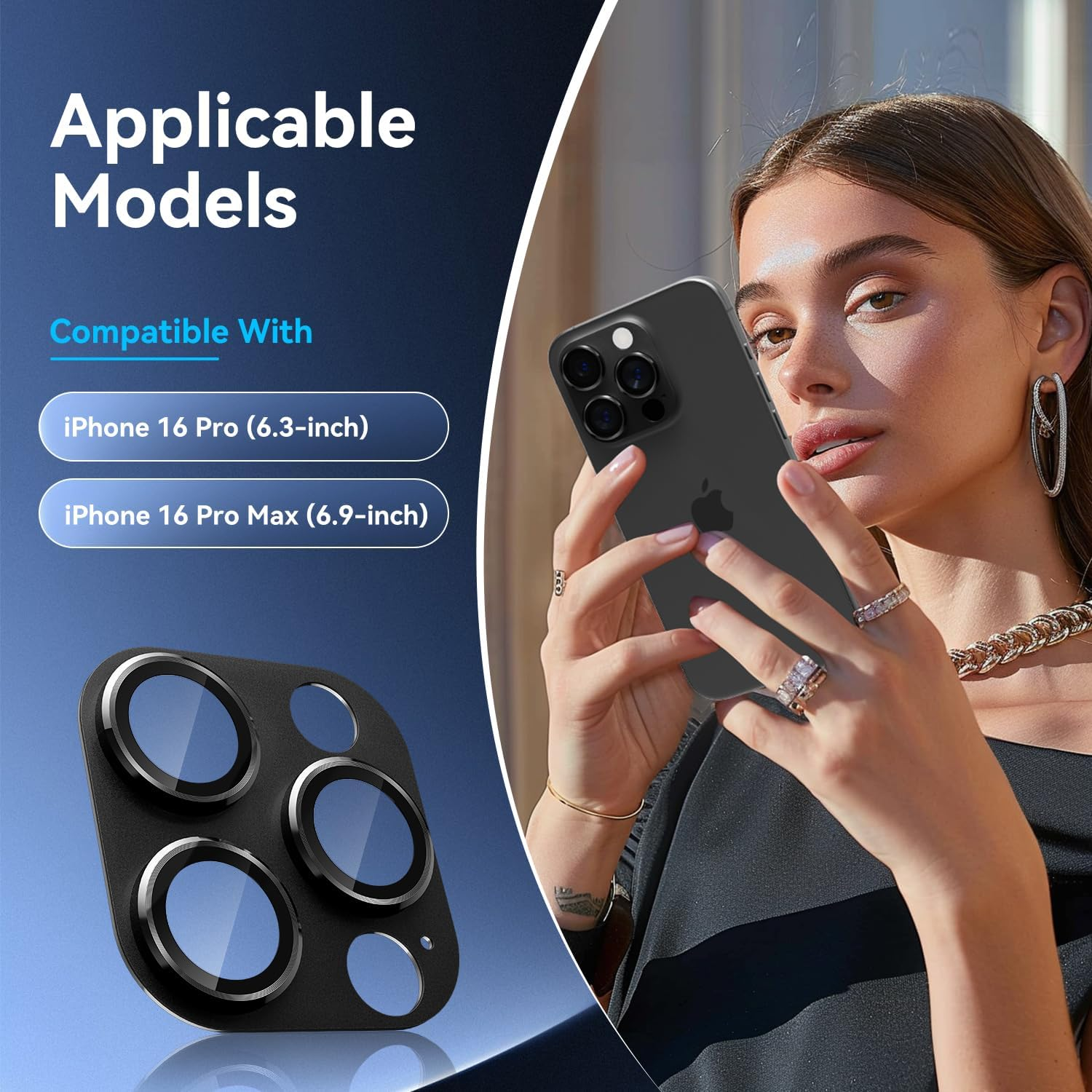 Cloudvalley for Iphone 16 Pro/Iphone 16 Pro Max Camera Lens Protector, [AR+AF 98% Transmittance] [Full Coverage] Ultra-Hd Tempered Glass Cover, Metal Lens Screen Protective,Black Titanium