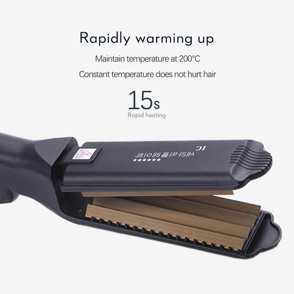 Pro Big Hair Crimper, Corrugated Iron Hair Waver, Fluffy Hair Straightener Curling Iron, Titanium Ceramic Flat Crimping Iron Plate image number 6