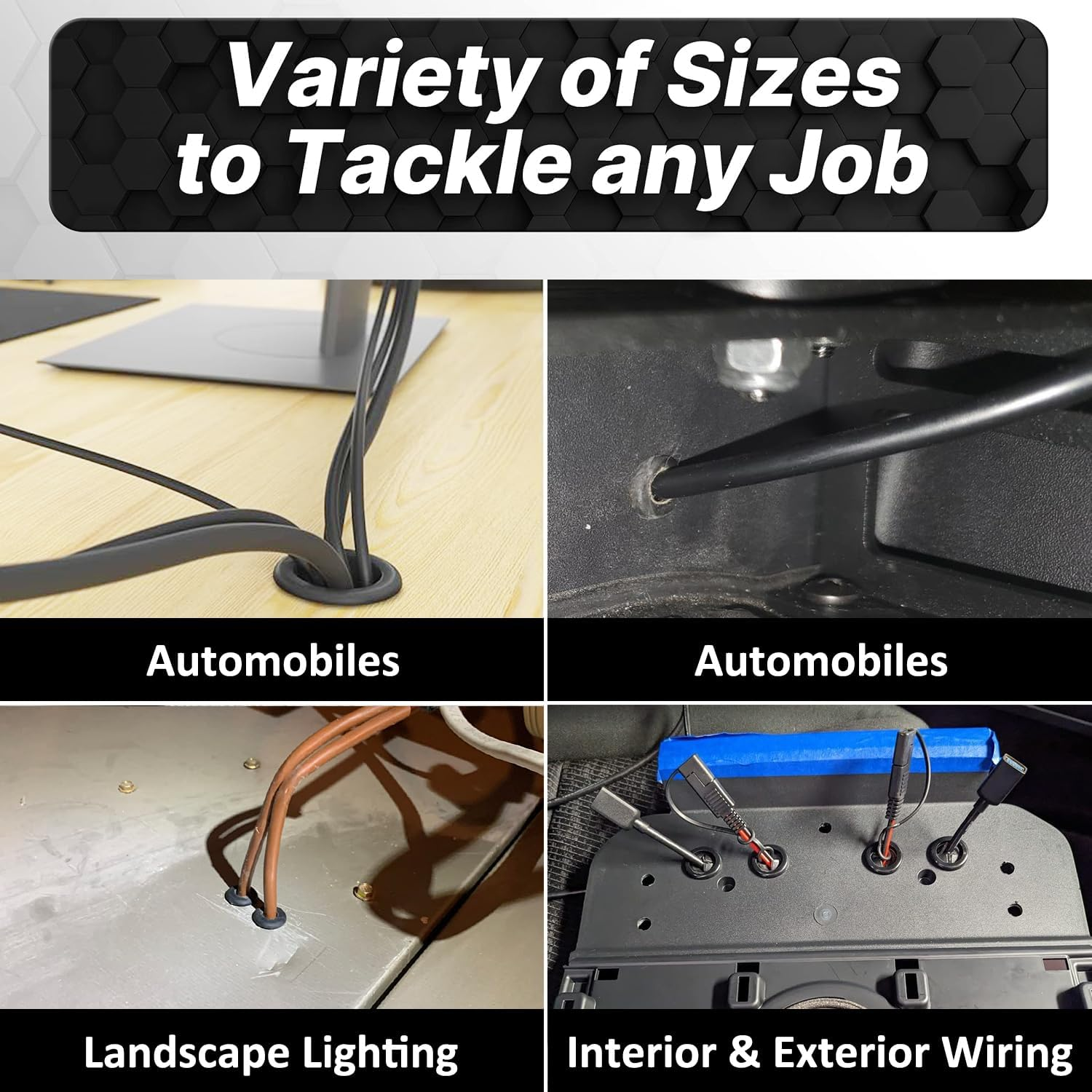 170PCS Rubber Grommet Kit - Closed Rubber Hole Plugs, Firewall Grommets for Automotive Wiring Protection - Drill Hole Sizes M7.14 to M25.4 image number 1