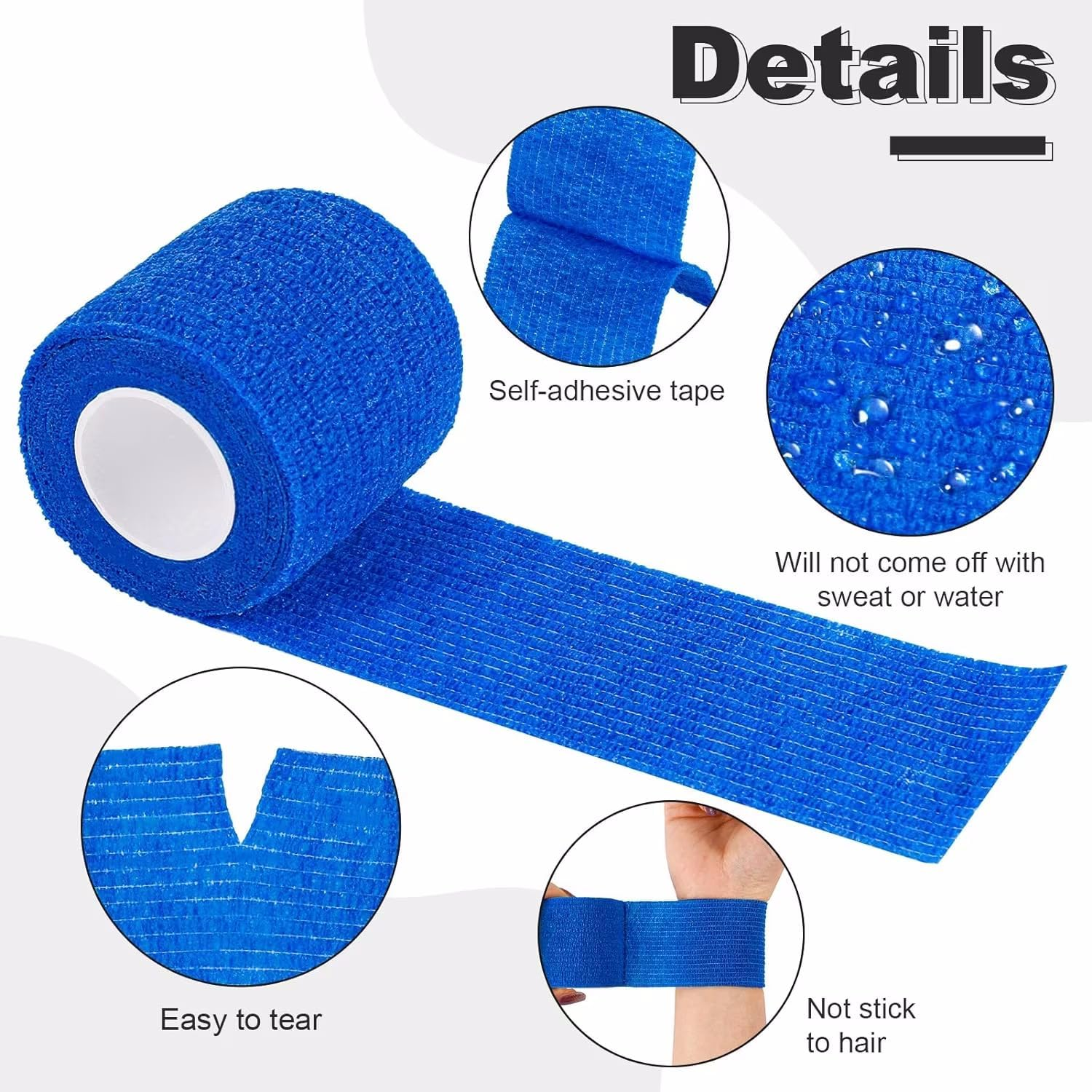 15 Rolls Self Adhesive Bandage Wrap,2 Inch Cohesive Bandage Self Adherent Wrap Breathable Athletic Tape Stretch Adhesive Wraps Sports Tape for Wrist Ankle Swelling Sprains,15 Colors image number 6
