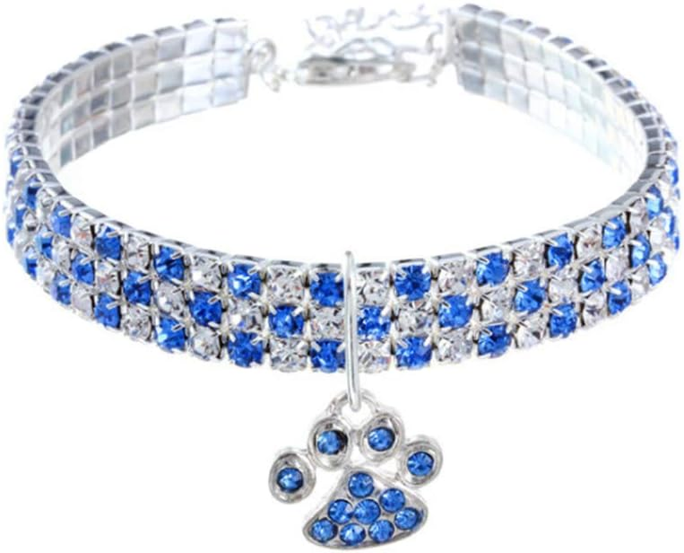 Rayminsino Pet Collar with Diamonds, Adjustable Crystal Diamond, Elastic Heart Claw Pendant, Wedding Cat and Dog, Small Pet Necklace Jewellery