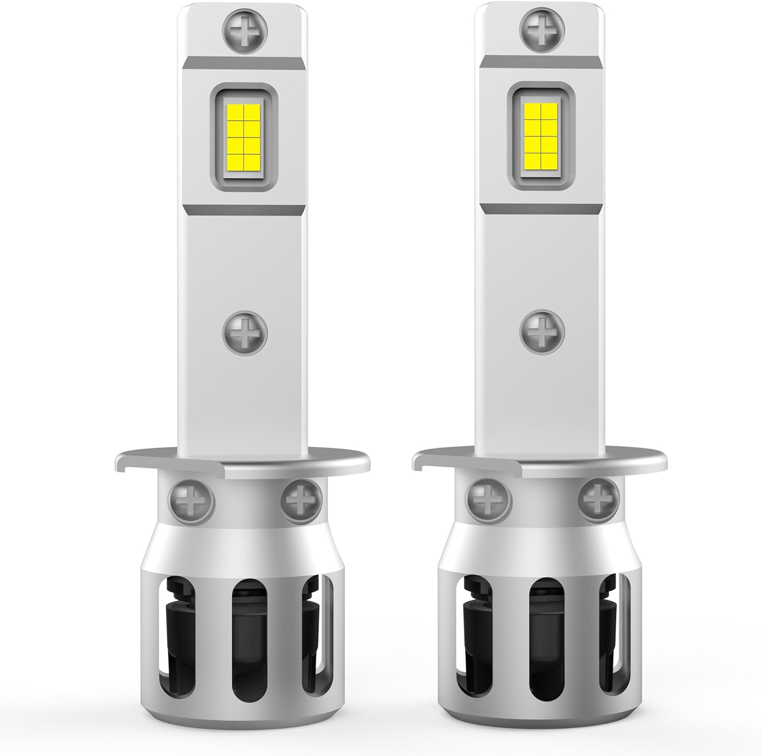 H1 LED Headlight High Beam Fog Light Bulbs 6500K White 1:1 Mini Size 12V OEM Replacement Plug and Play with Turbo Fan, Pack of 2 image number 2