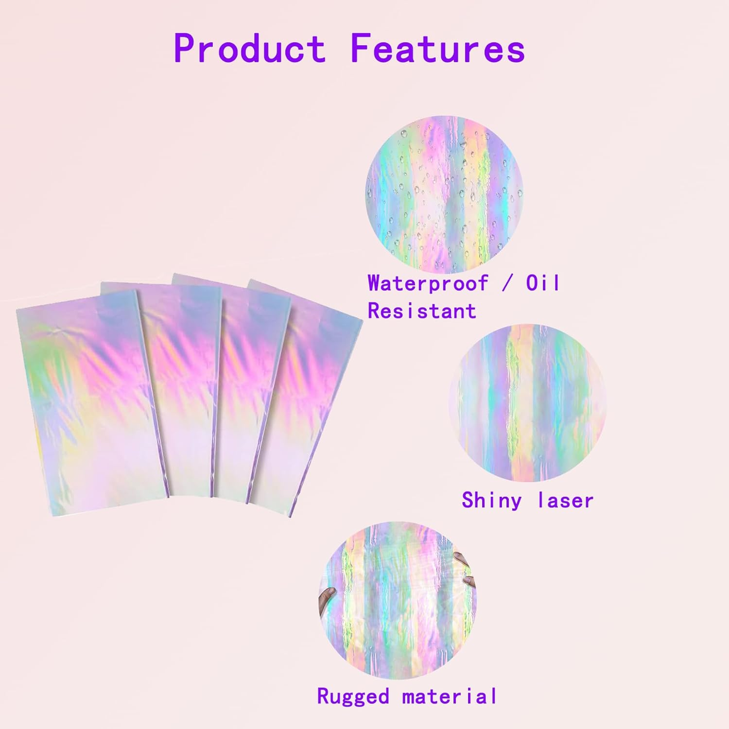 4 Pack Iridescent Tablecloths - Shiny Laser Rectangle Table Covers for Parties, Events, Birthdays, Weddings, and Celebrations - Holographic Foil Decoration image number 1