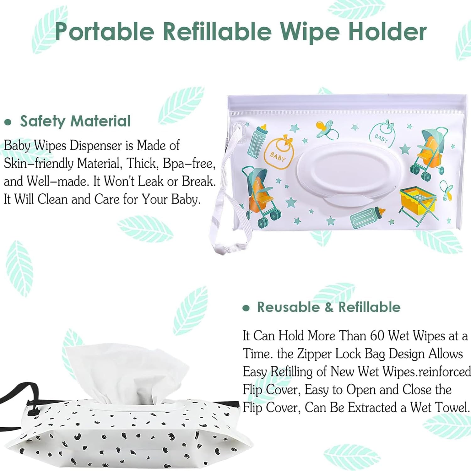 3PCS Baby Wipe Dispenser, Portable Refillable Wipe Holder, Reusable Wipes Case, Wipes Container, Baby Home Kitchen Office Travel. image number 6