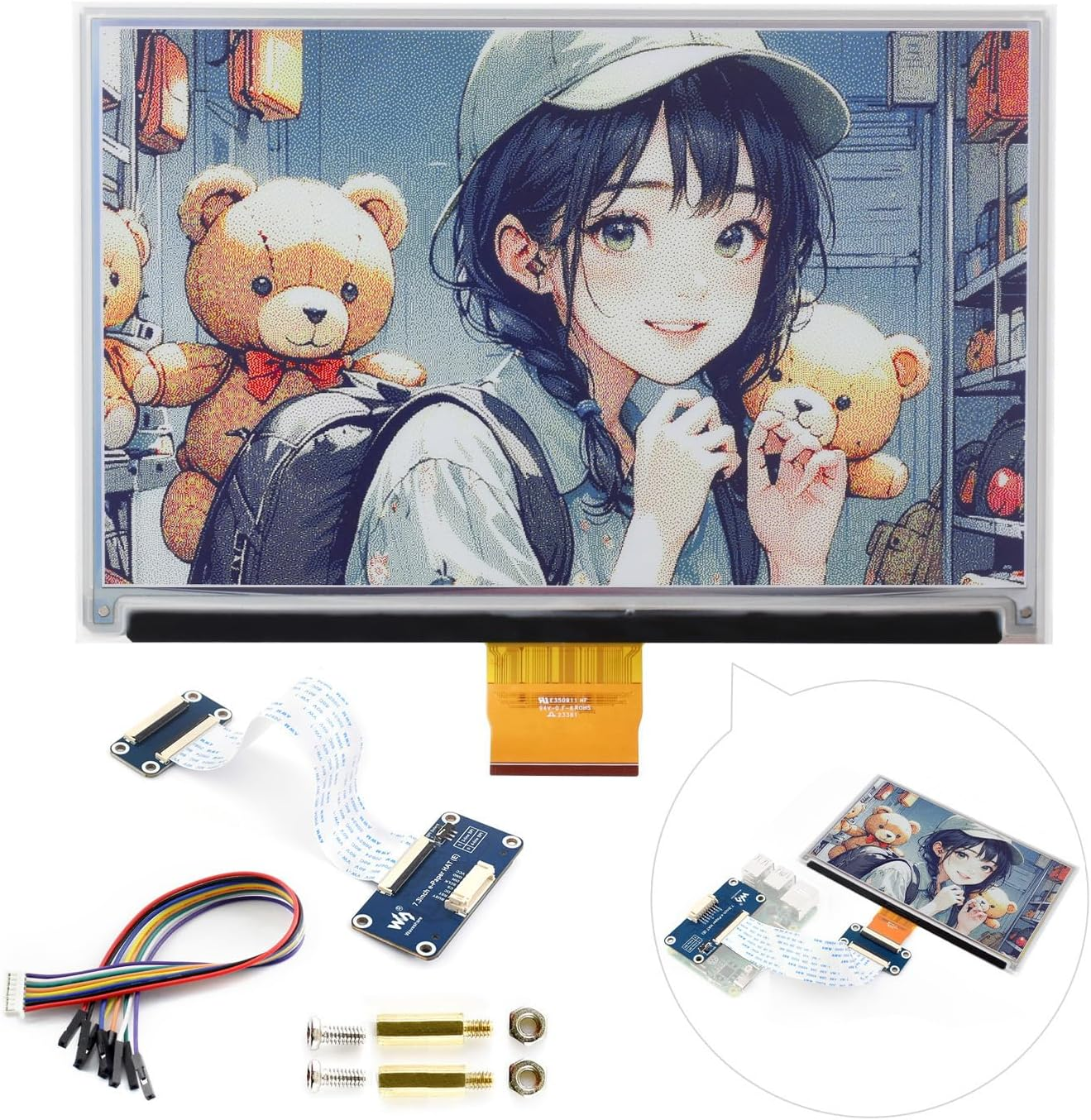 Waveshare 7.3Inch 6-Color E-Paper Display Module, Compatible with Raspberry Pi 5/4B/3B/Zero/Zero W/Zero 2W/Pico/Pico W/Pico WH, Support Jetson Nano/Jetson Orin Nano image number 6